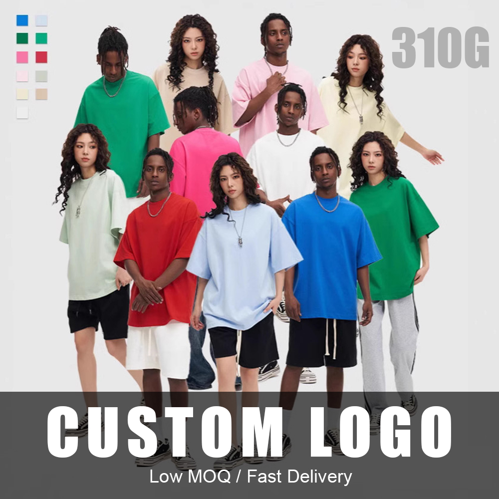 310g short-sleeved cross-border heavyweight loose round neck half-sleeve solid color casual versatile pure cotton t-shirt