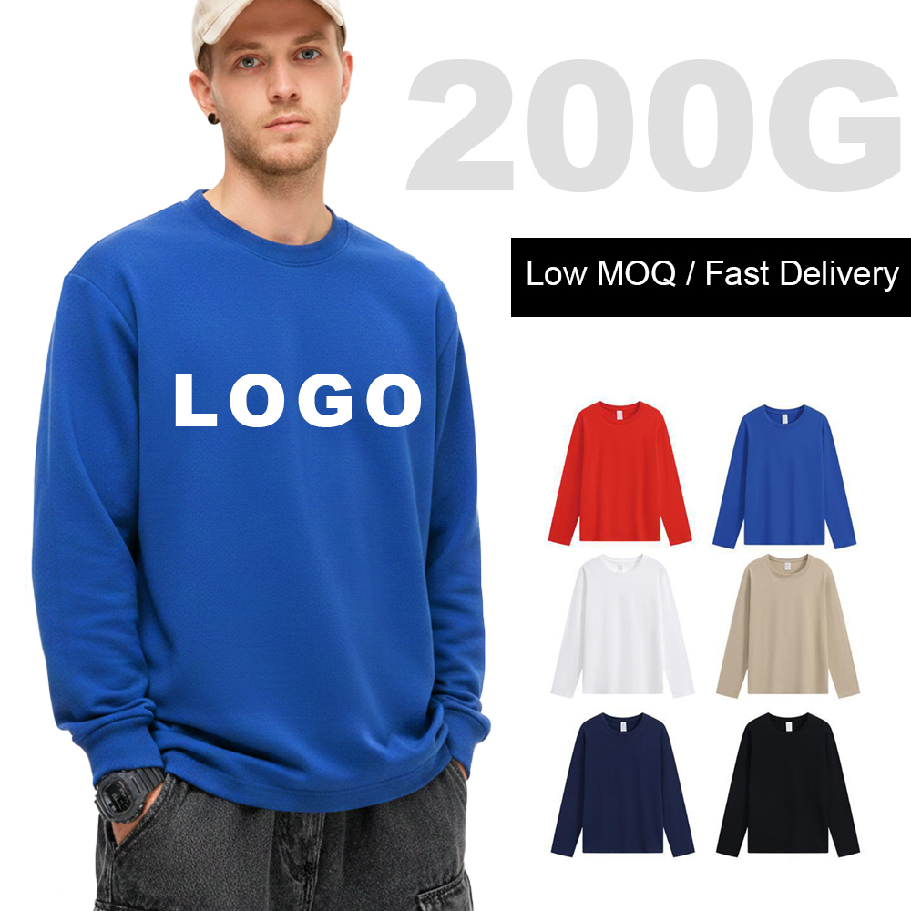 HM-707# 200g Pure Cotton Crew Neck Long Sleeve